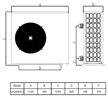 Wärmepumpe Tebas CP260ES, power 26,0 kW, für Pools mit 95 m³, 230 V, WLAN Steuerung inklusive