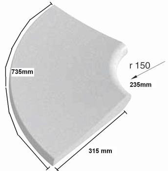 Bordo Poolrandstein, Farbe: Pink, Grau, Backsteinfarbig, innere Winkelecke 73,5 x 31,5 r150 / 235mm
