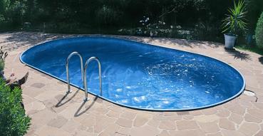 Oval Stahlwandpool 3,0 x 5,7 x 1,5 m, 0,8 mm Folie mit Keil