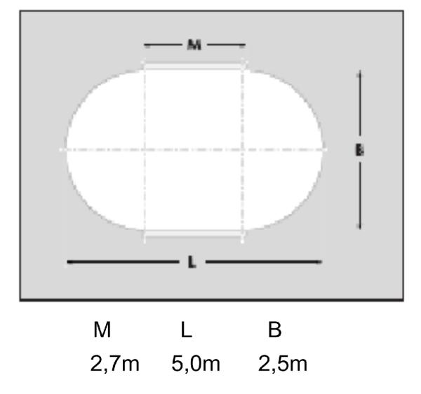 Oval Stahlwandpool 2,5 x 5,0 x 1,2 m, 0,8 mm Folie mit Keil