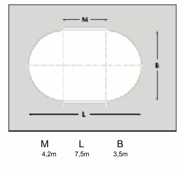 Oval Stahlwandpool 3,5 x 7,0 x 1,5 m, 0,8 mm Folie mit Keil