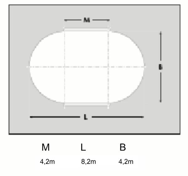 Oval Stahlwandpool 4,16 x 10,0 x 1,5 m, 0,8 mm Folie mit Keil