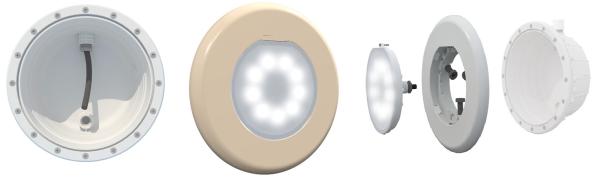 Farbausgabe mit beiger LED-Flexlampe, weißes Licht, 1485 lm, 16 W, 12 V